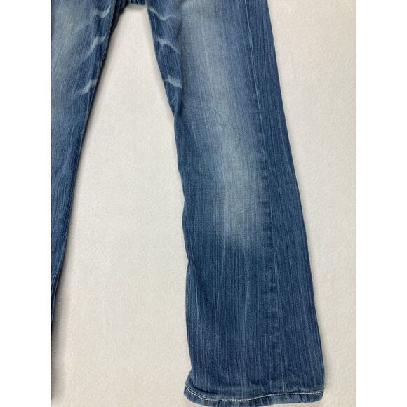 BKE Blue Culture Distressed Y2K Low Rise Bootcut Denim Jean Womens 27 R - Picture 7 of 11